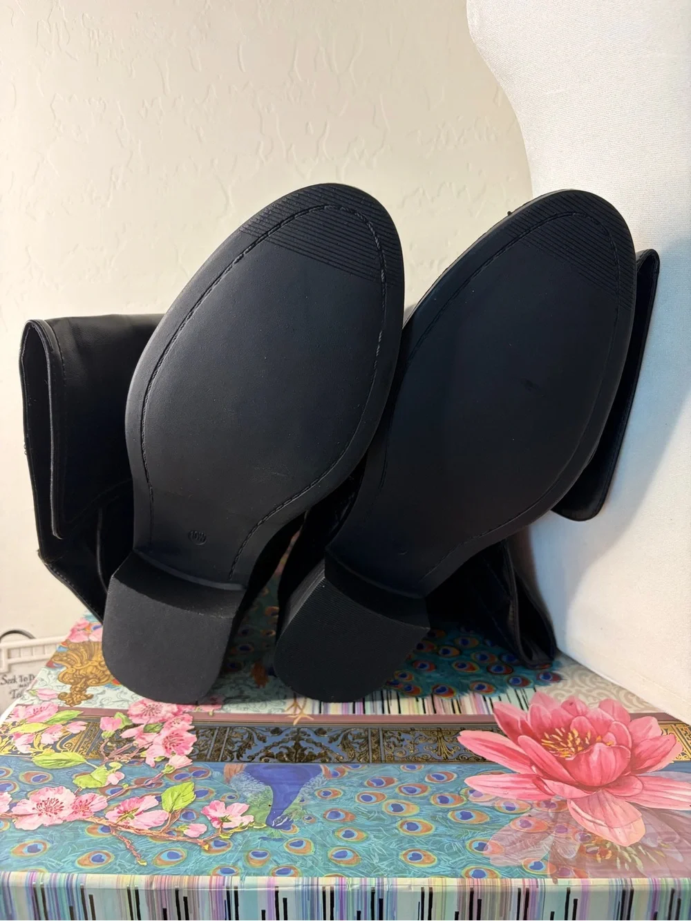 Cloudwalkers Black Quilted Knee High Riding Boots Wide Width 10W NWOT